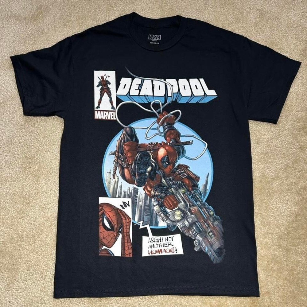 Marvel Comics Deadpool size MEDIUM black graphic tee NWOT/FAIR